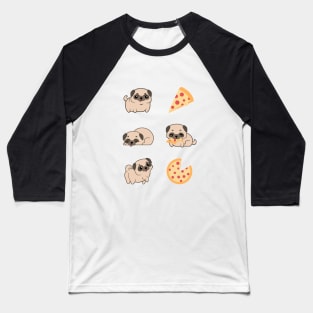 Pug and Pizzas Baseball T-Shirt